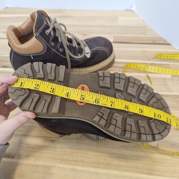 Vintage Post Card Italian Leather Ski Boots Brown Suede Chunky Hiking - Picture 10 of 12